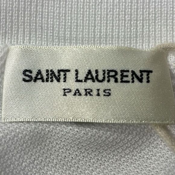 Saint Laurent Embroidered-Logo Polo Shirt in White Cotton